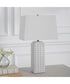 Square Ceramic Table Lamp with Diamond Knobs and White Linen