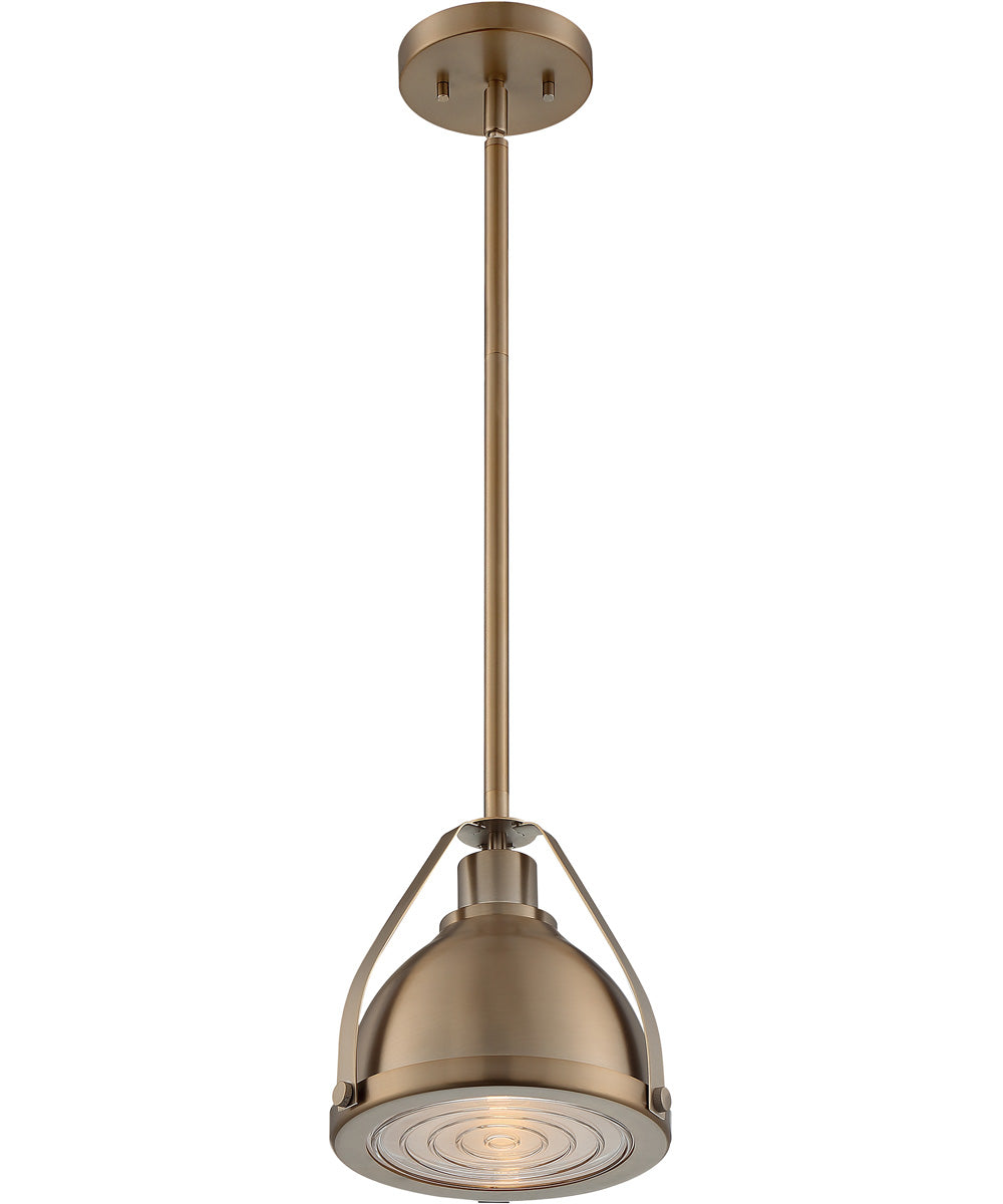 9"W Barbett 1-Light Pendant Burnished Brass