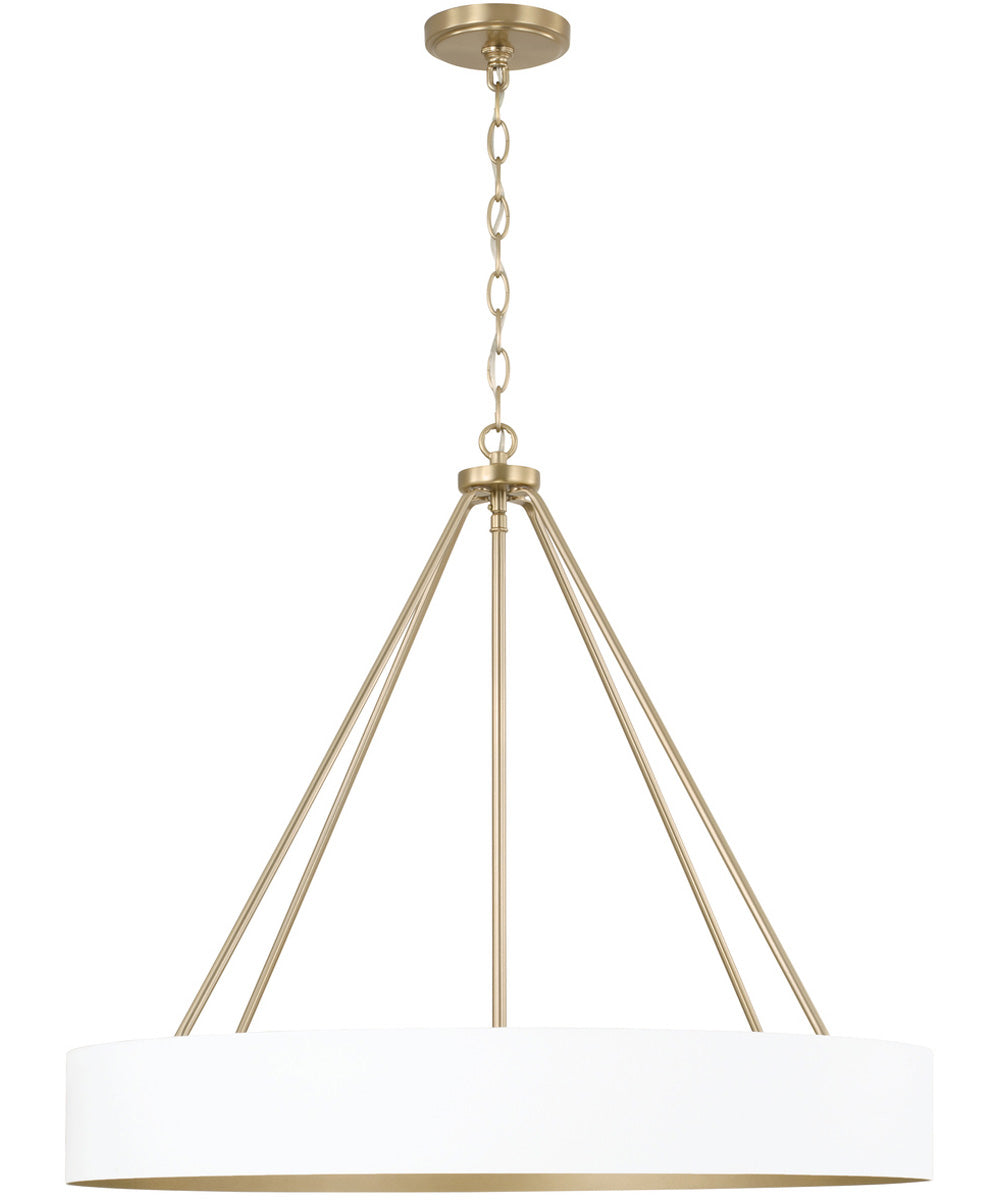 Weller 4-Light Chandelier Matte Brass and White