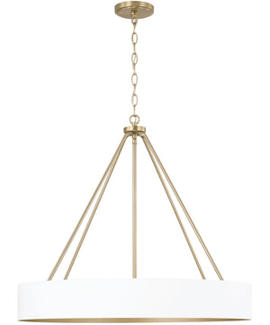 Weller 4-Light Chandelier Matte Brass and White