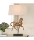 Table Lamp with Black Base and Aged Brown with Gold Accents