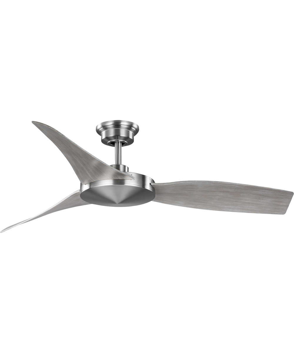 Spicer 54" 3-Blade Grey Weathered Wood/Indoor/Outdoor DC Motor Contemporary Ceiling Fan Brushed Nickel