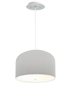 14" W 2 Light Pendant White Shade with Diffuser, White Cord
