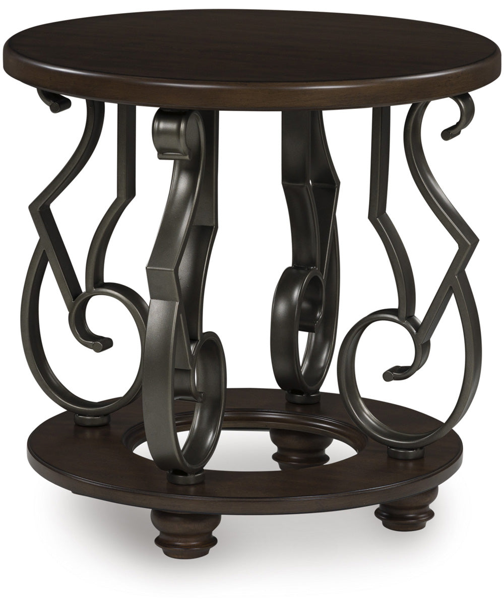 Frallyn Round End Table Dark Brown
