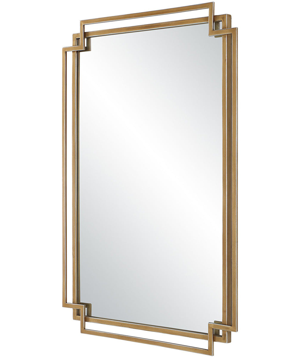 22x34" Wall Mirror in Brushed Gold with Subtle Silver