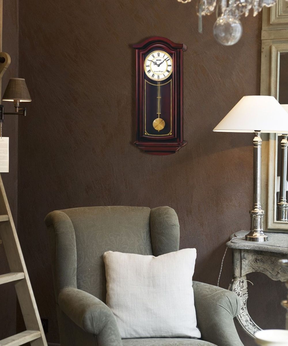 27"H Wall Clock Mahogany Solid Wood