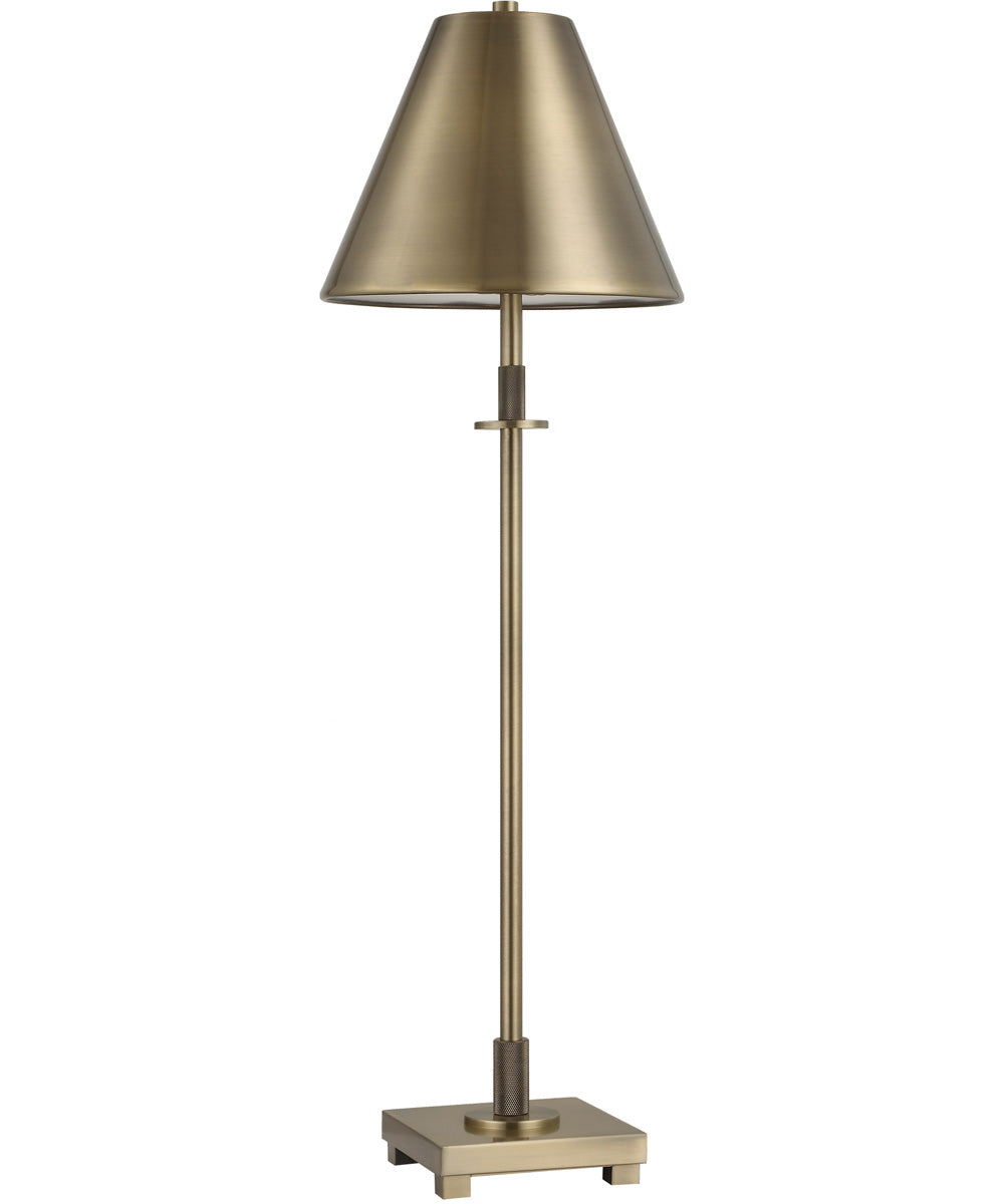 Metal Buffet Lamp in Antique Brass with Tapered Metal Shade