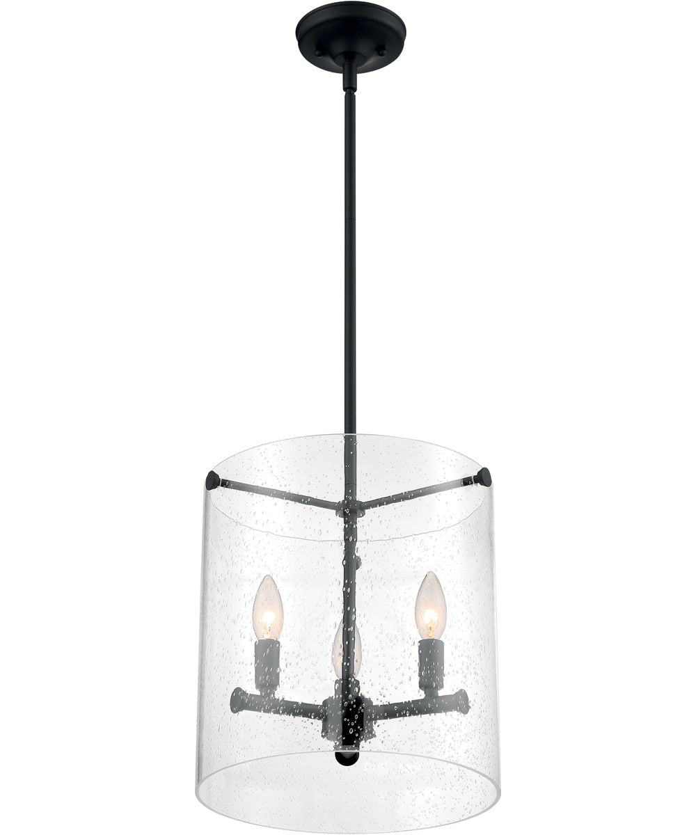 12"W Bransel 3-Light Pendant Matte Black