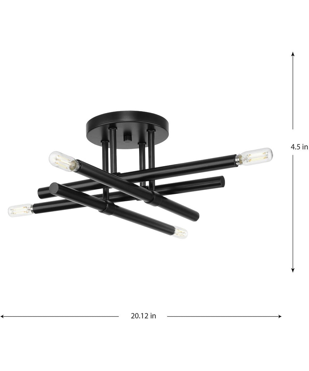 Arya 4-Light 20" Semi-Flush Mount Light Matte Black
