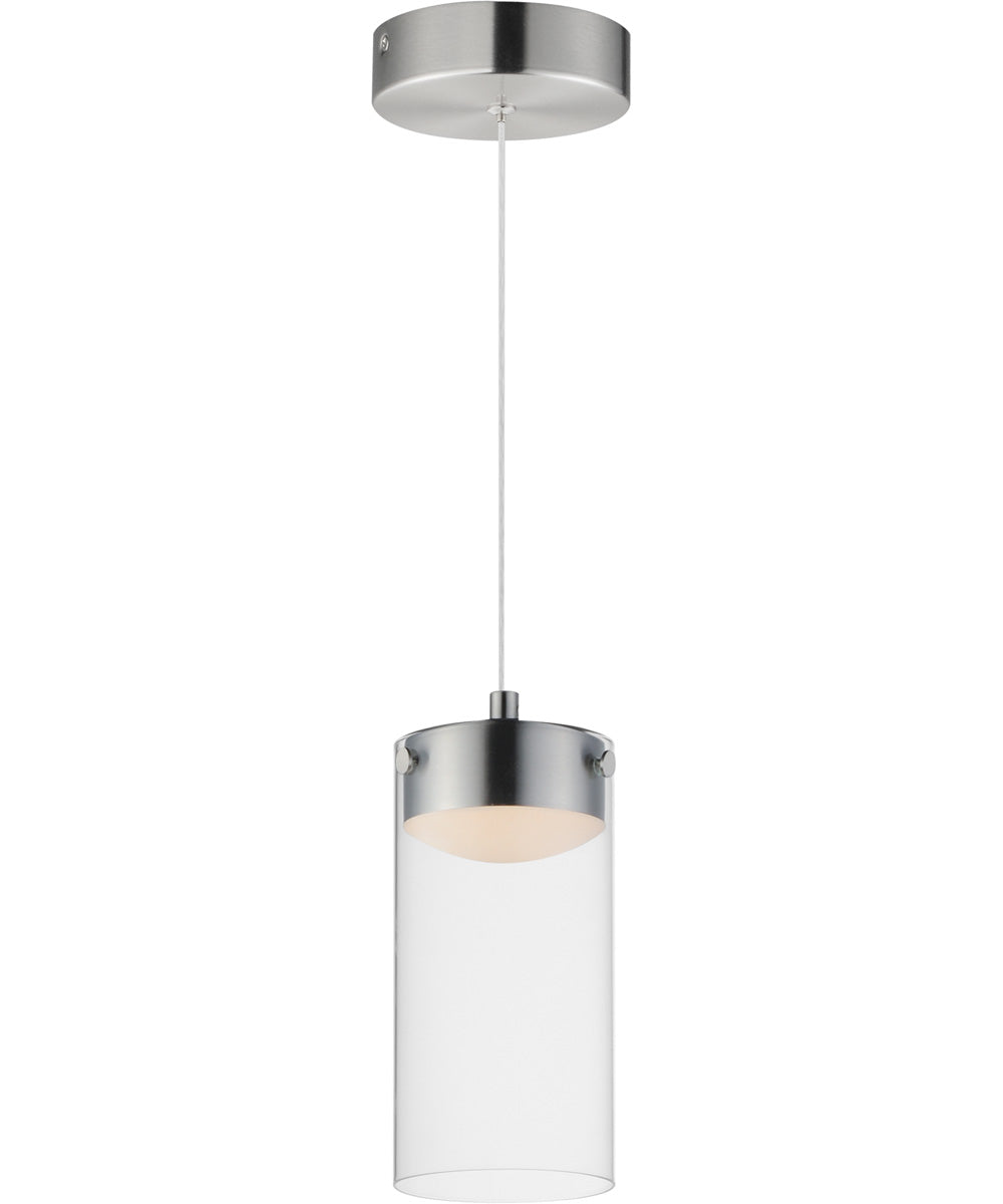 Highball Clear LED Mini Pendant Satin Nickel