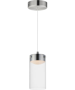 Highball Clear LED Mini Pendant Satin Nickel