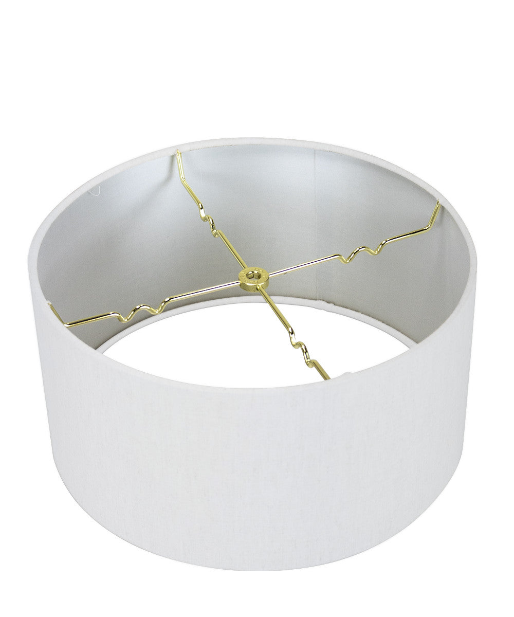 16"W 1 Light Swag Plug-In Pendant  White Linen Drum Shade White Cord