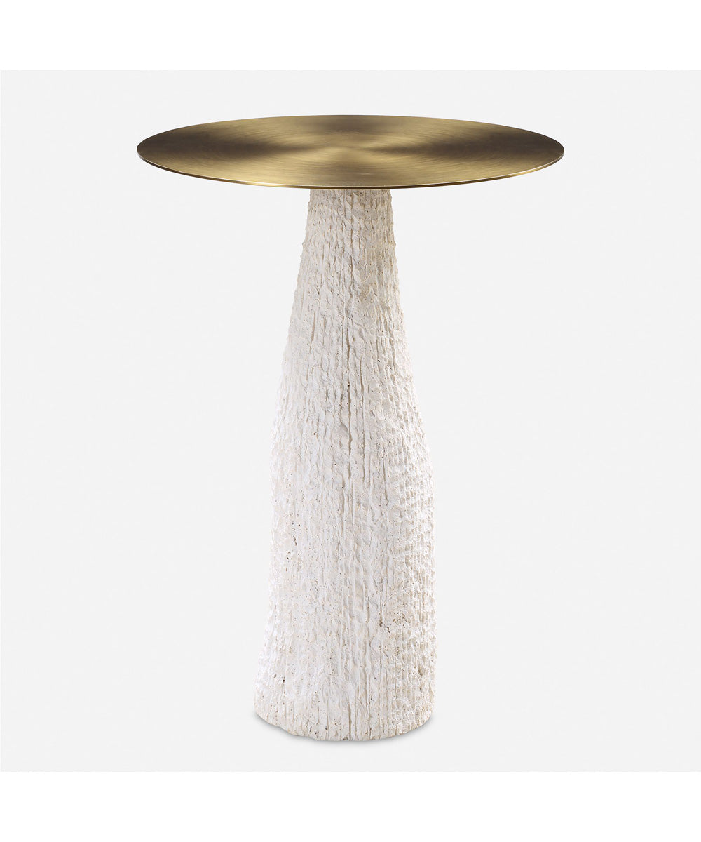 Hollen White Stone Accent Table