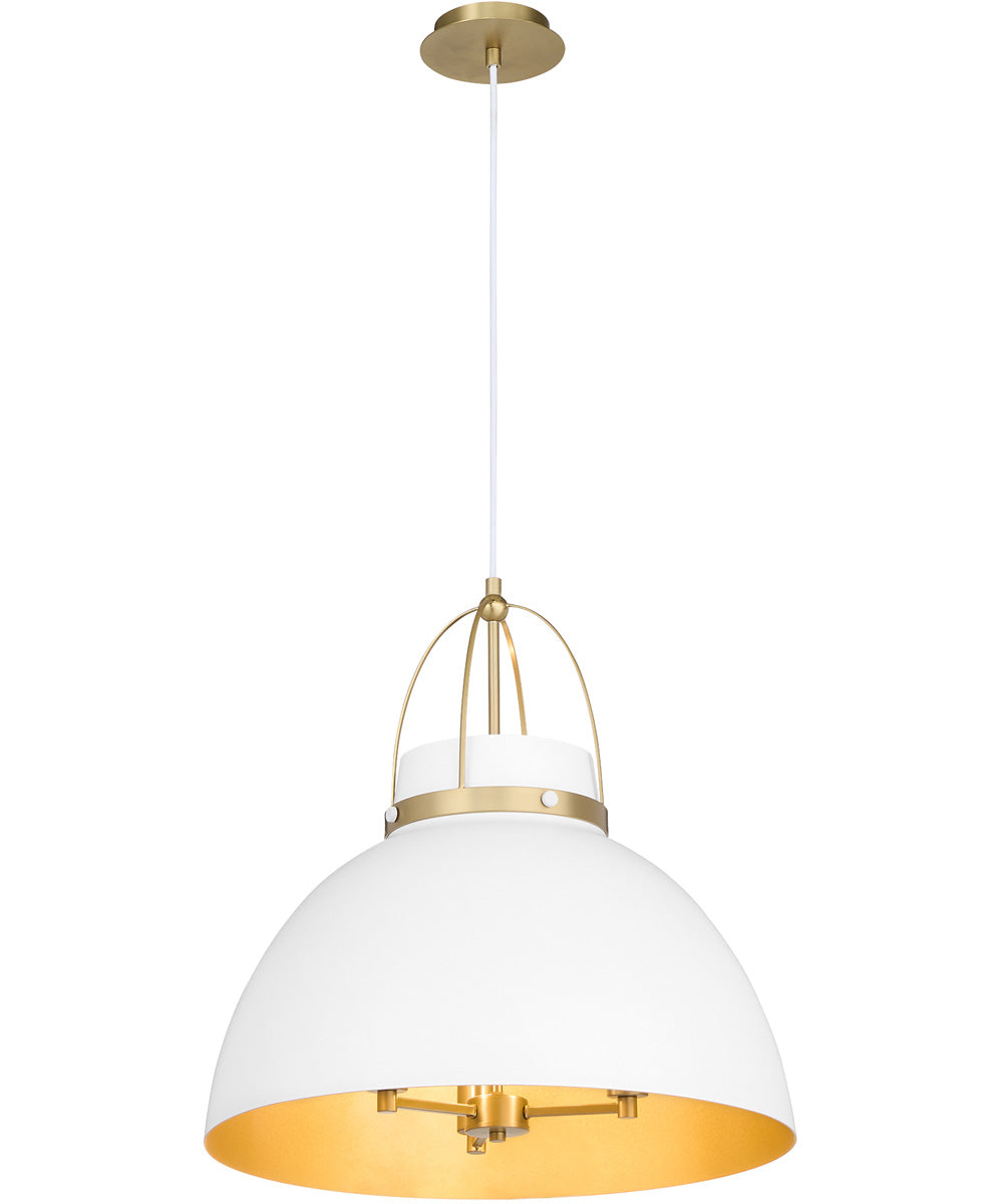 Pruitt 3-light Pendant Studio White|Aged Brass