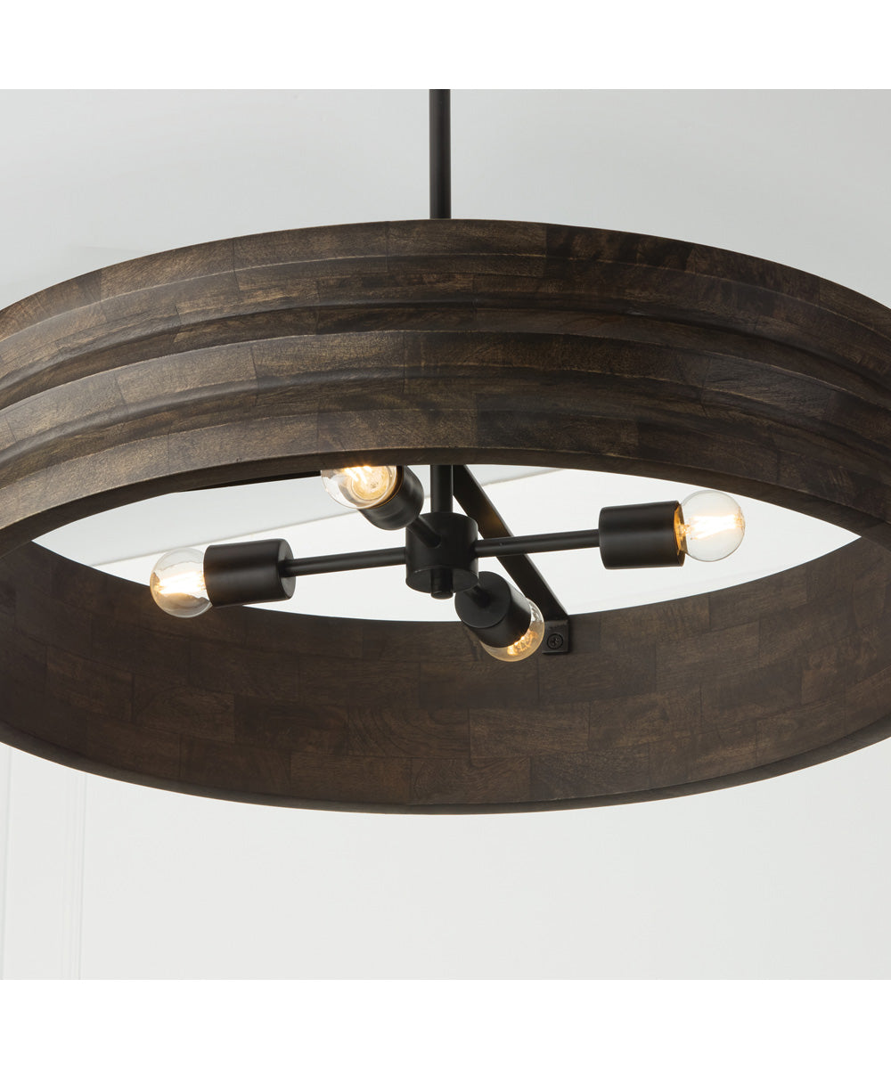 Dunn 4-Light Chandelier Espresso Stain and Black