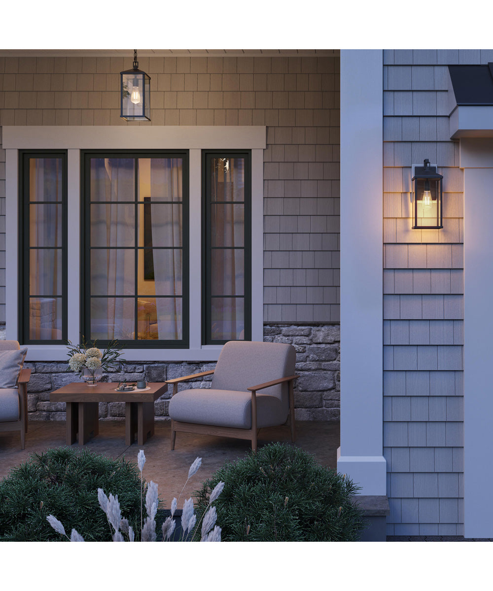 Cantley Large Outdoor Wall Lantern with Clear Glass Panels Matte Black