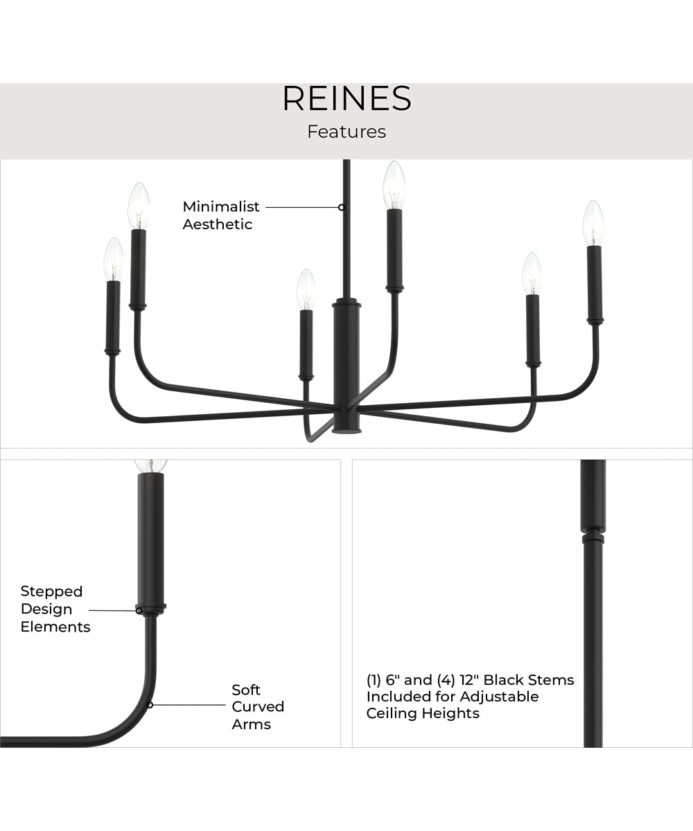 Reines 6-Light Large Chandelier Matte Black