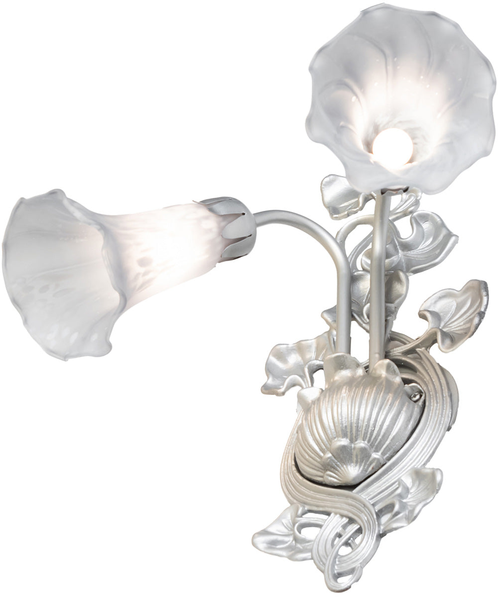 14" Wide Gray Tiffany Pond Lily 2 Light Wall Sconce