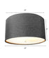 16"W Moderne Flush Mount Conversion Kit  Granite Gray Burlap Hardback Drum Lampshade