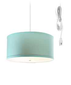 2 Light Swag Plug-In Pendant 14"w Island Paradise Blue with Diffuser, White Cord
