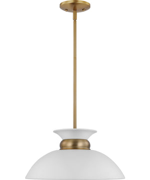 Perkins 1-Light Pendant Matte White / Burnished Brass