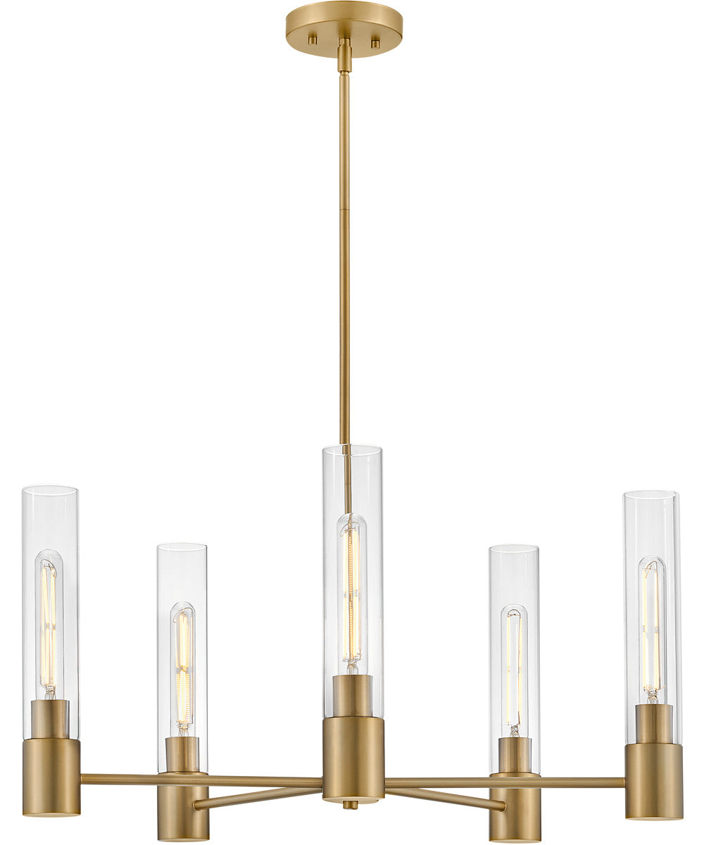 Shea 5-Light Medium Single Tier Chandelier in Lacquered Brass