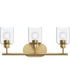 Reines 3-Light Bath Vanity with Clear Glass Shades Brushed Gold