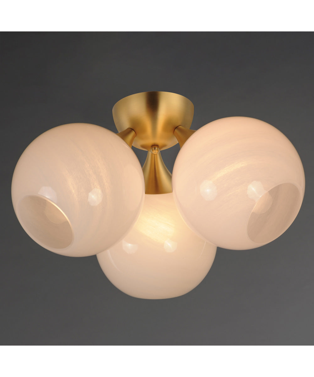 Neve 3-Light Semi Flush Natural Aged Brass