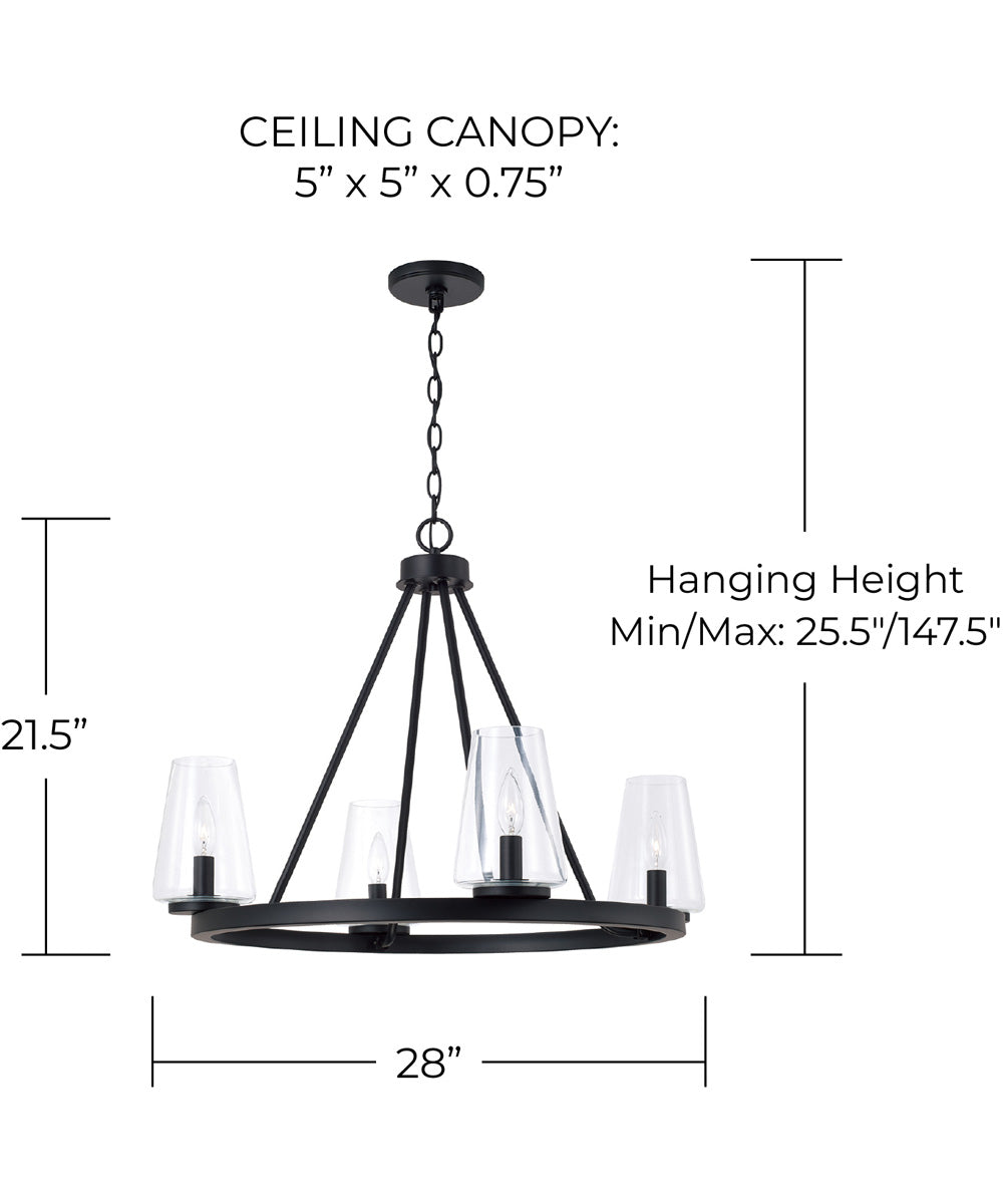 Aaron 4-Light Chandelier Matte Black