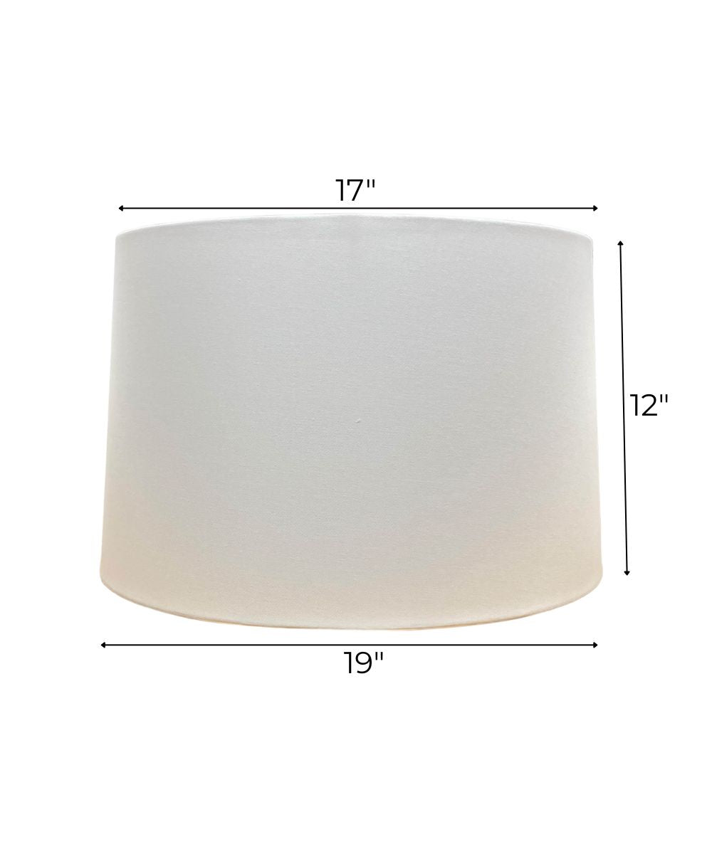 17x19x12 White Homespun/Rolled Edge Hardback Drum Lampshade