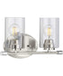 Riley 2-Light Clear Glass Modern Bath Vanity Light Brushed Nickel