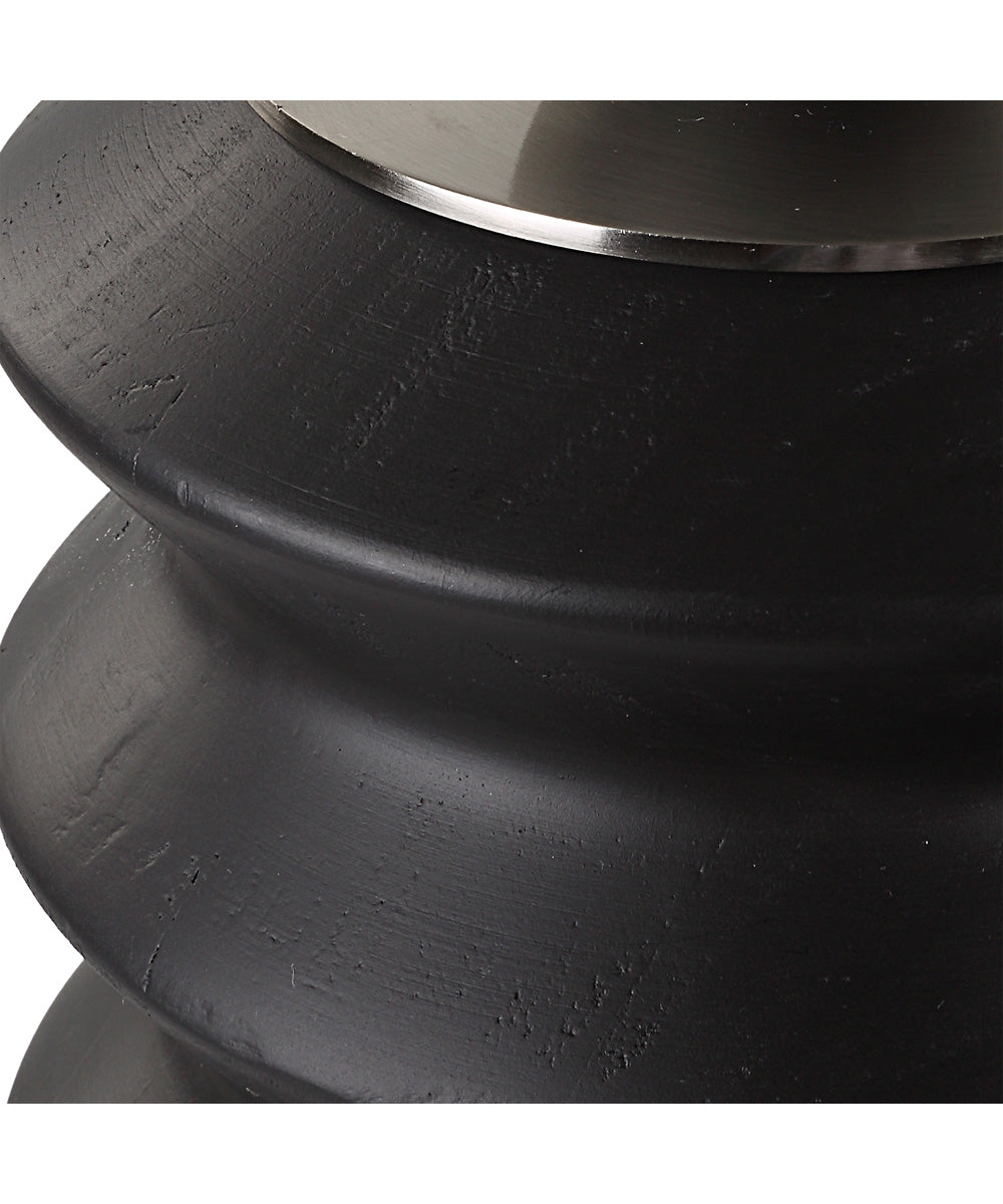 Accordion Black Wood Containers, Set of 2