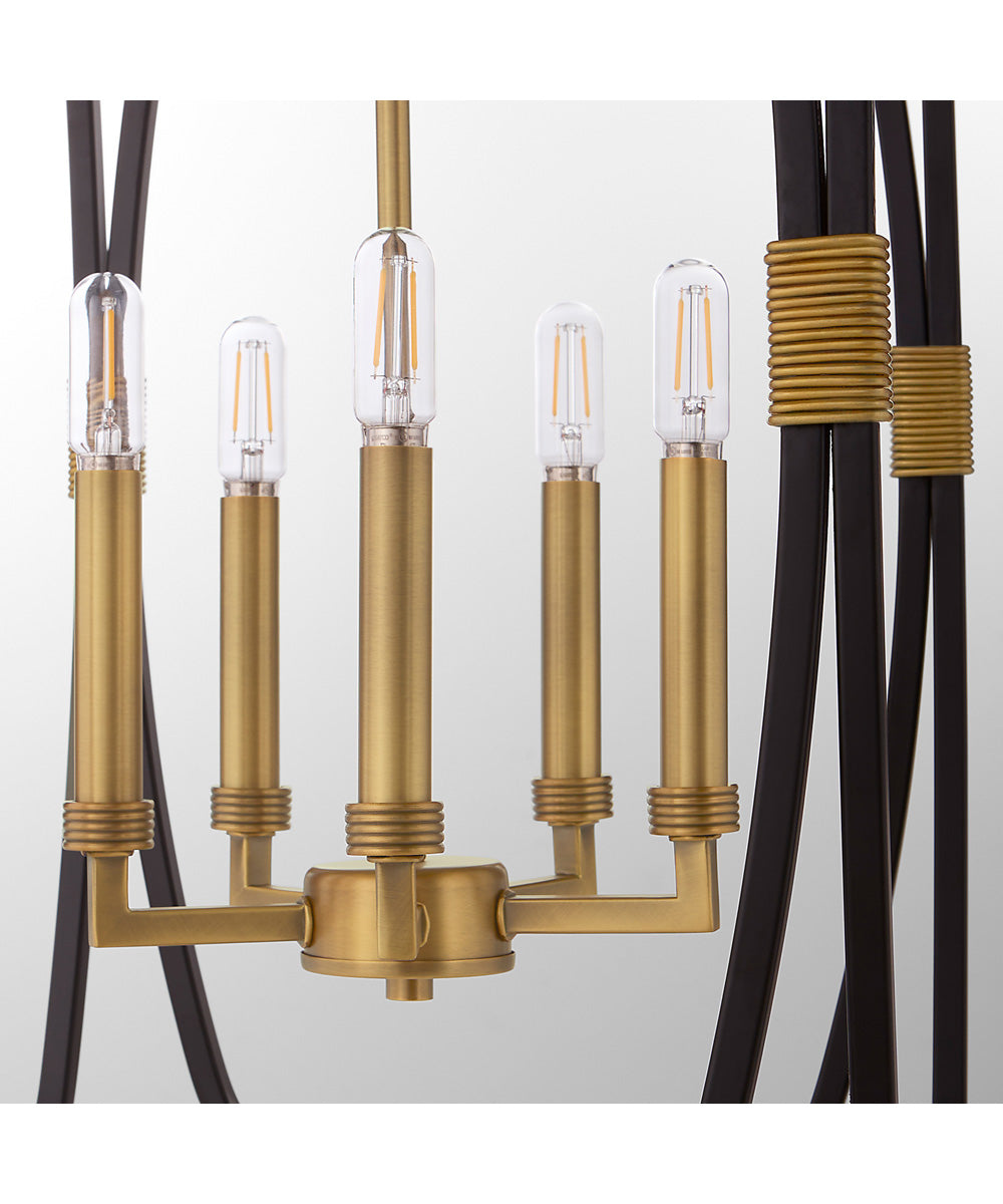 Bishop 5-light Pendant Matte Black|Brushed Brass