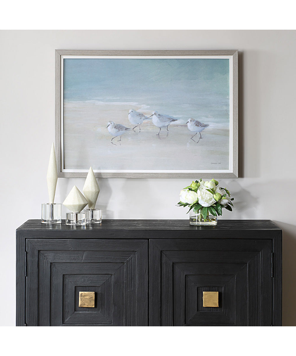 Tranquil Shorebirds On The Sand Framed Print