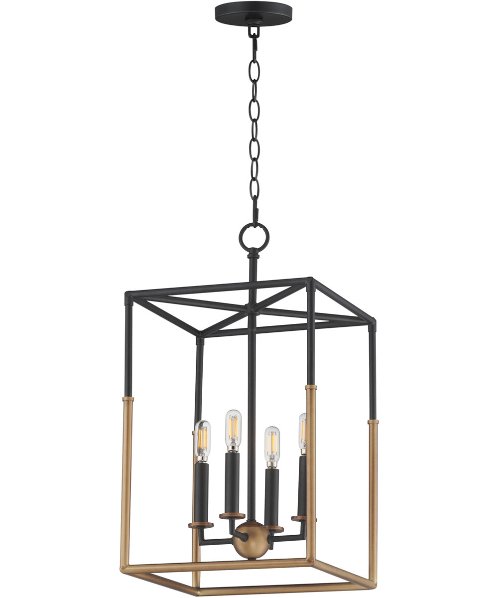 Soho 4-Light Pendant Black/Weathered Brass