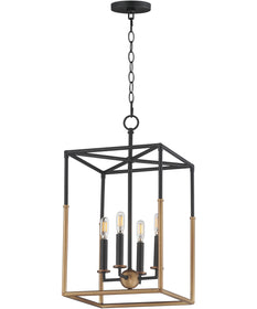 Soho 4-Light Pendant Black/Weathered Brass