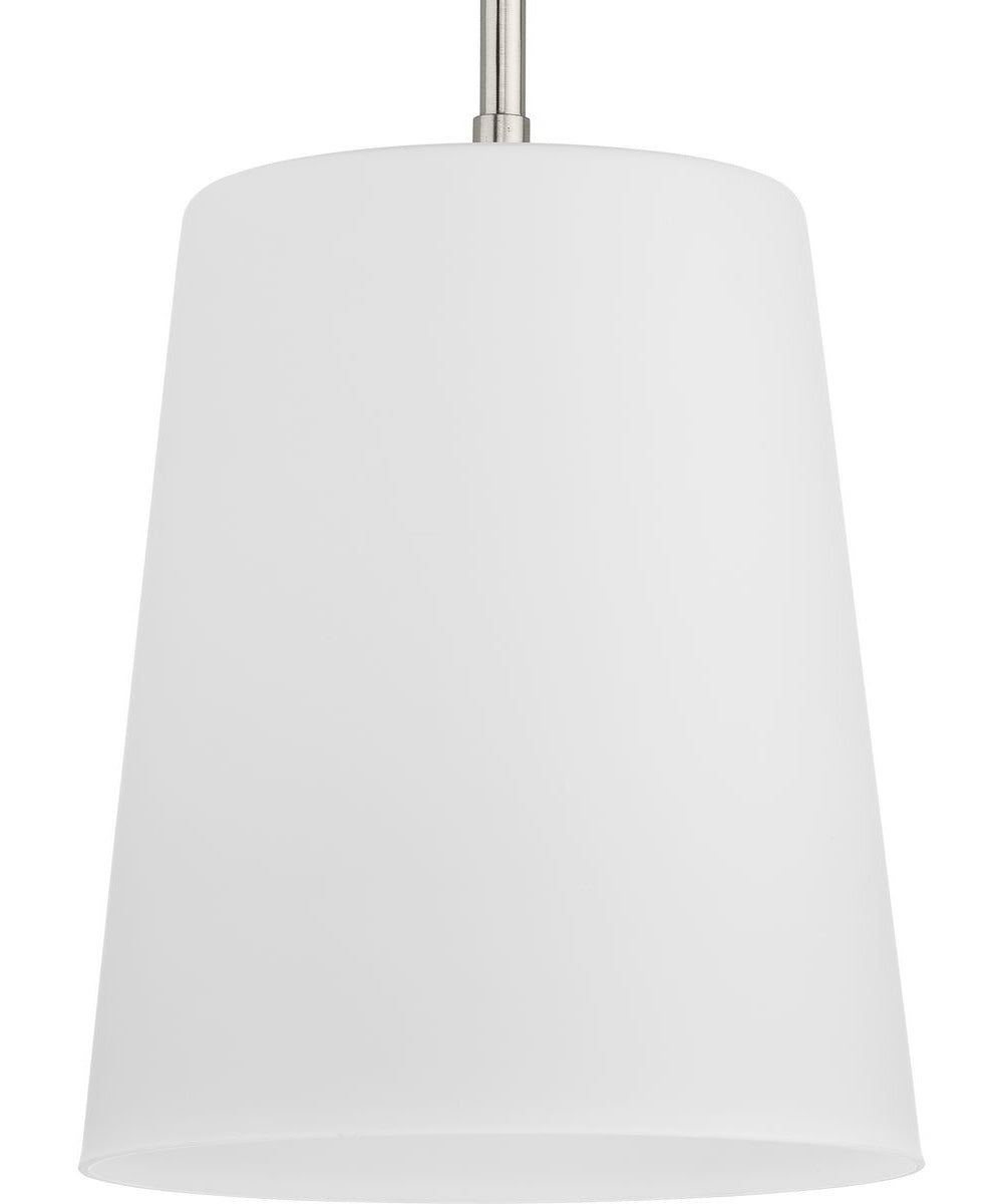 Clarion 1-Light Etched White Pendant P500429 Brushed Nickel