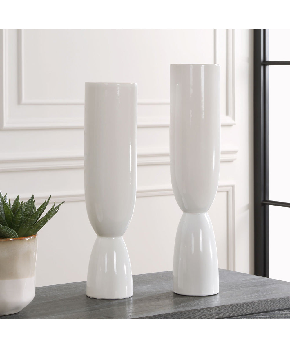 Kimist White Vases, Set of 2