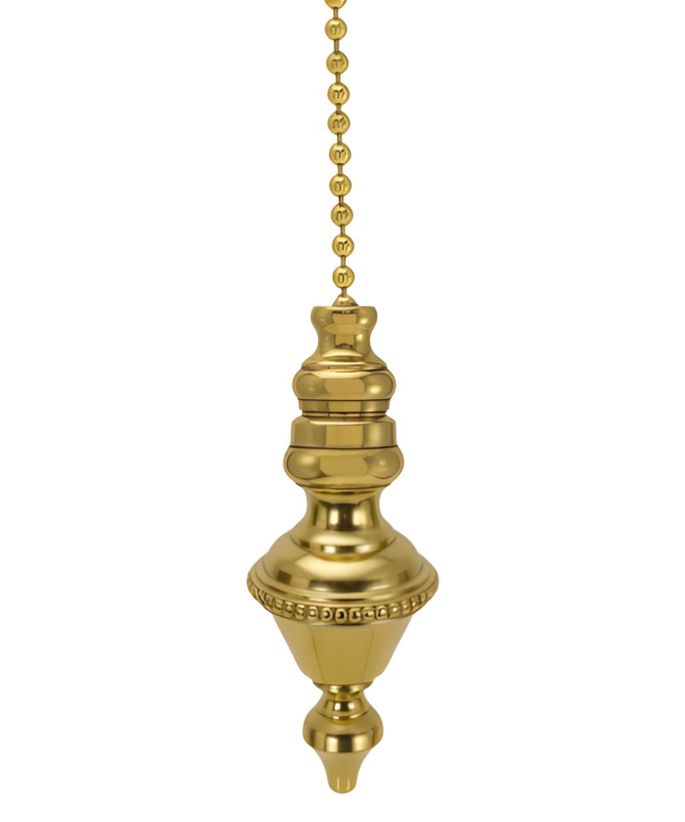 Beaded Spire Ceiling Fan Pull, 1.5"h with 12" Polished Brass Chain