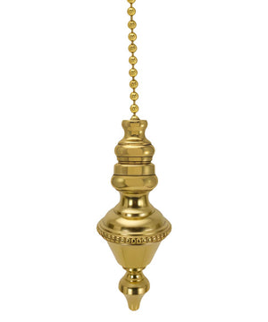 Beaded Spire Ceiling Fan Pull, 1.5"h with 12" Polished Brass Chain