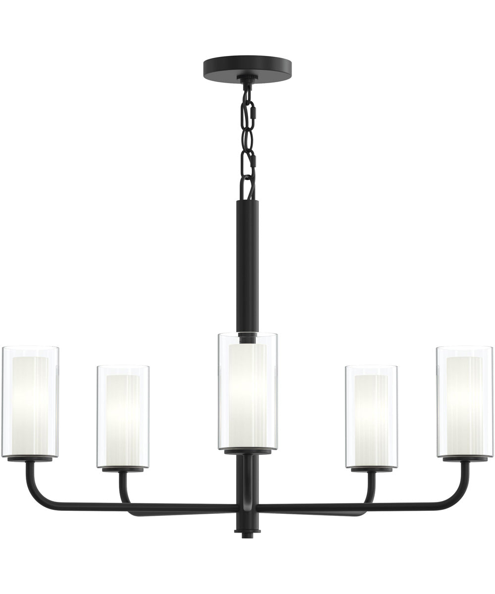 Mack 5-Light Chandelier with Layered Glass Shades Matte Black