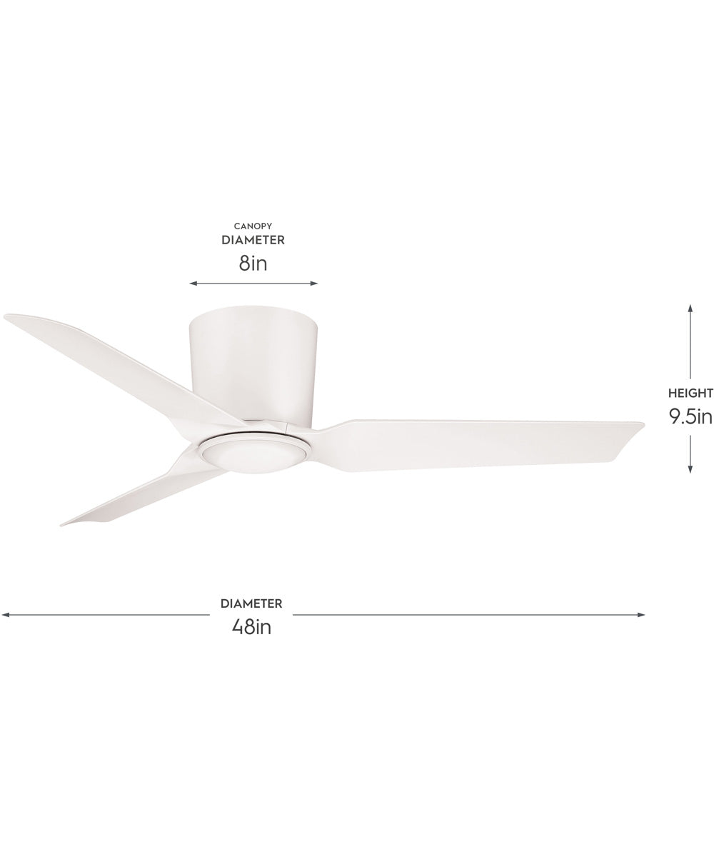 Rynn 48-in. 3-Blade Flush Mount Modern LED Ceiling Fan Matte White