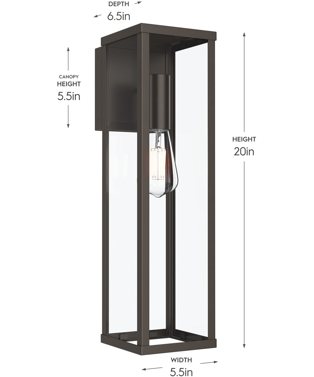 Ryle 1-Light Extra Large Wall Lantern with Clear Glass Panels Antique Bronze