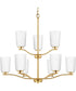 Adley 9-Light Etched White Glass New Traditional Chandelier Satin Brass
