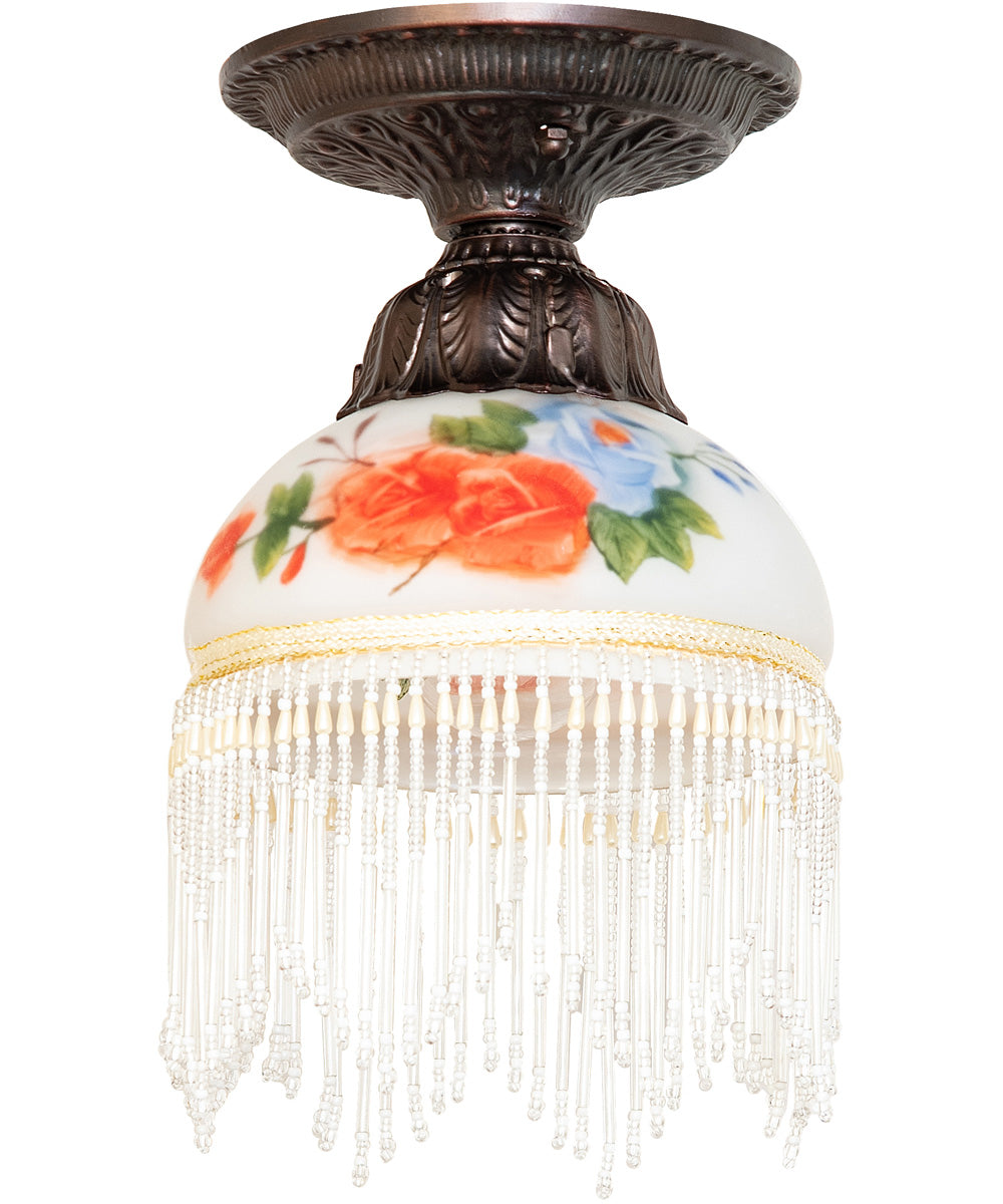 6" Wide Roussillon Rose Bouquet Flushmount