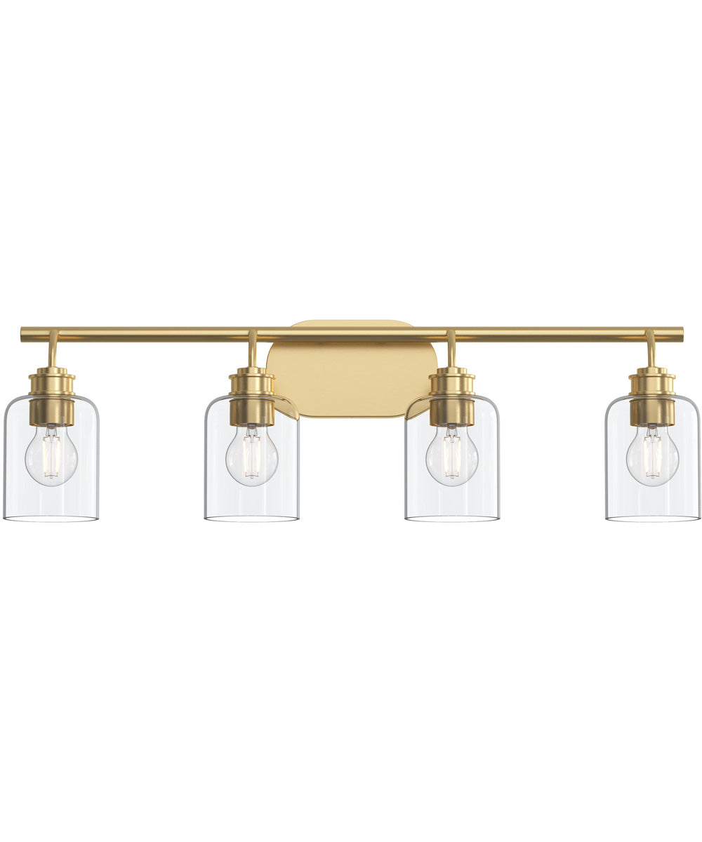 Reines 4-Light Bath Vanity with Clear Glass Shades Brushed Gold