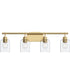 Reines 4-Light Bath Vanity with Clear Glass Shades Brushed Gold
