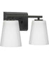 Vertex 2-Light Etched White Glass Contemporary Bath Light Matte Black