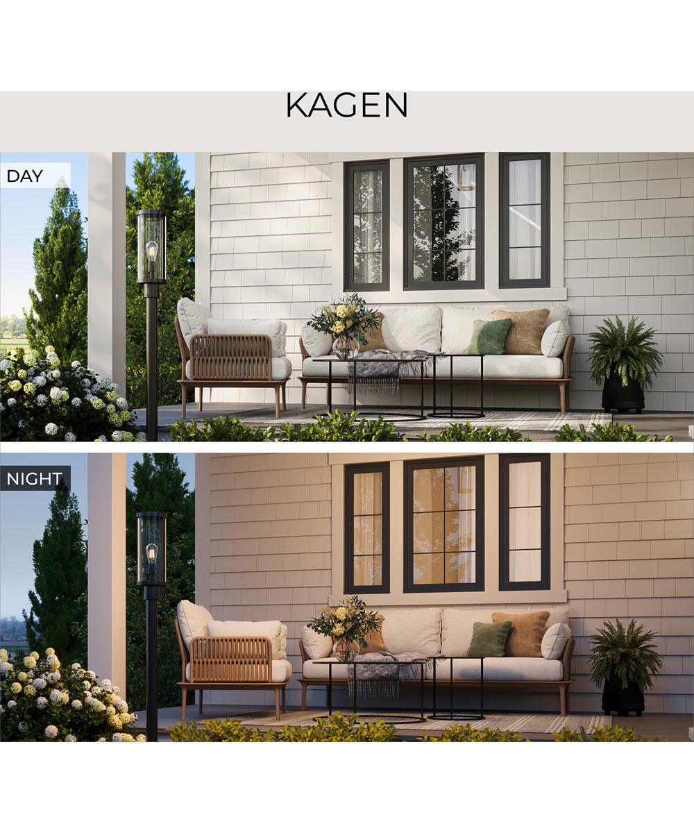 Kagen Outdoor Post Light with Clear Glass Panels Matte Black