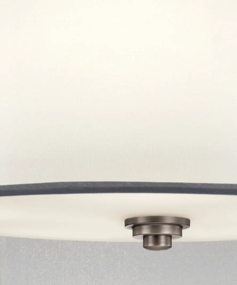 28"w Lacey 5-Light Semi Flush Ceiling Light Antique Pewter with White Organza and Satin-Etched Glass Shade